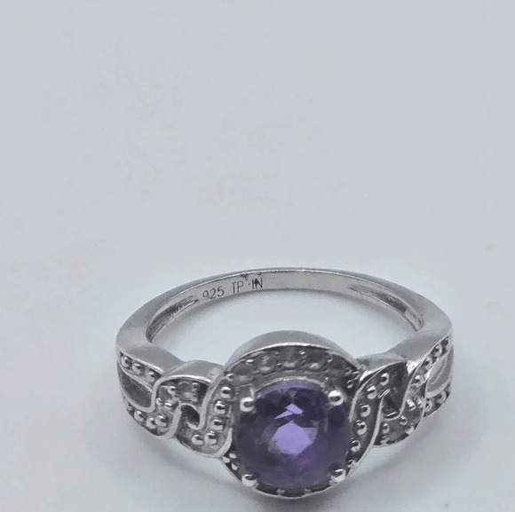 Genuine Amethyst Ring, Sterling Silver Ring - Picture 4 of 5